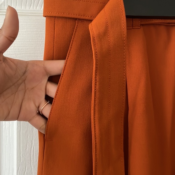 Zara Burnt Orange Trousers with built-in belt - Picture 4 of 9